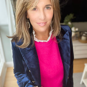 Navy Velvet Fitted Blazer