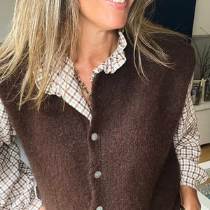Buttoned Tank-top - chocolate