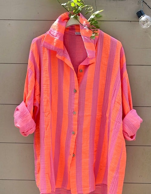 Load image into Gallery viewer, Santina Shirt - orange stripe
