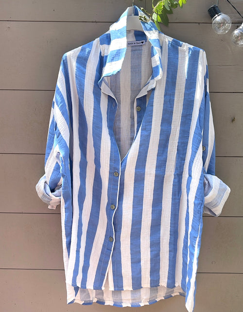 Load image into Gallery viewer, Santina Shirt - blue stripe
