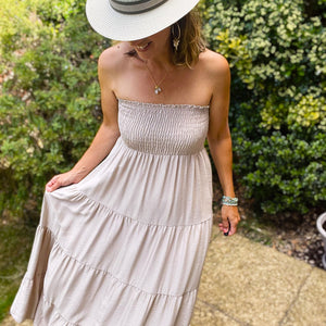 Beige Tiered Maxi Dress