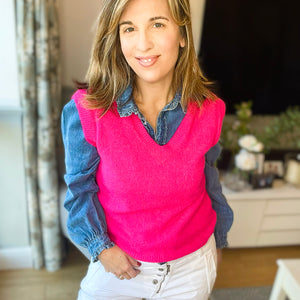 Hot pink V-Neck Tank-Top