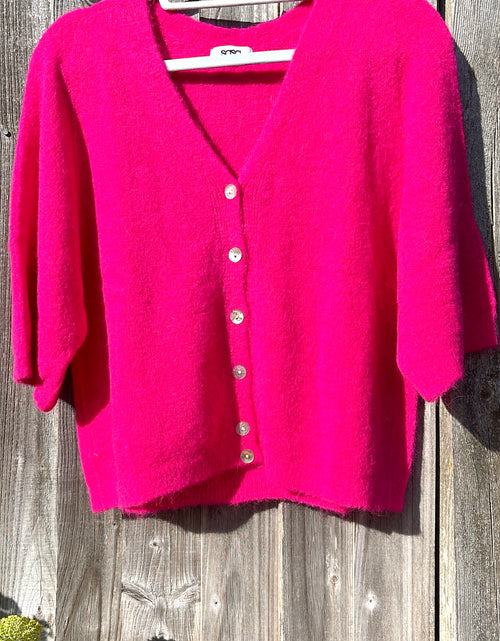 Load image into Gallery viewer, V Neck Cardi - fuchsia
