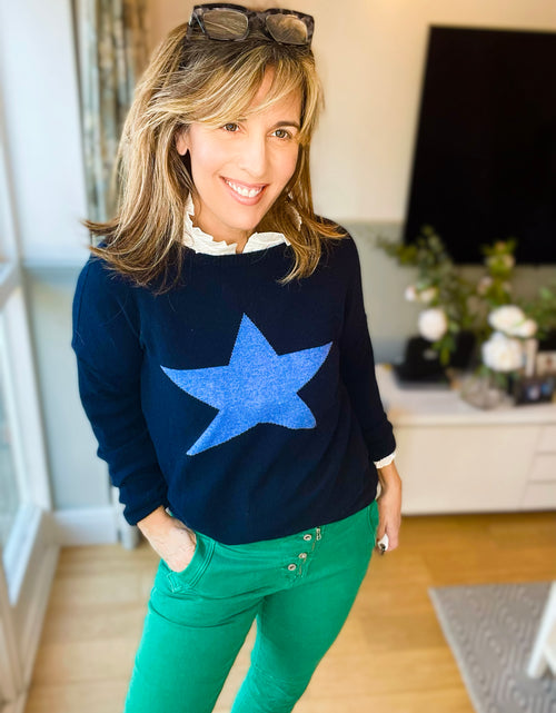Load image into Gallery viewer, Navy With Blue Star Jumper
