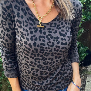 Leopard Top - dark brown