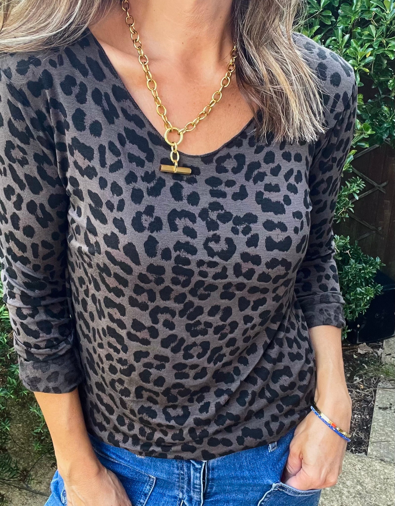 Leopard Top - dark brown