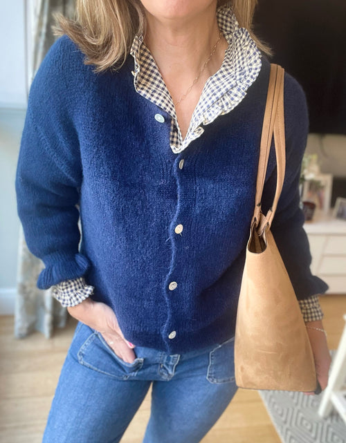 Load image into Gallery viewer, Navy Frill Cardi
