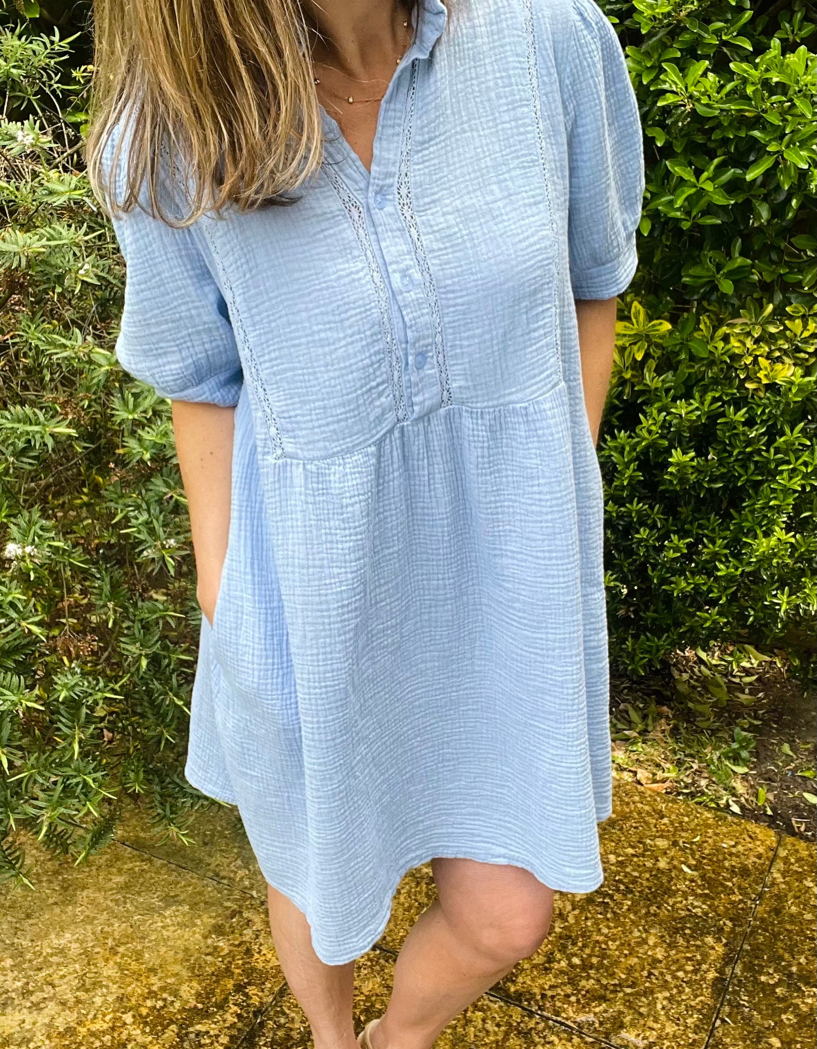 Waffle Dress - powder blue