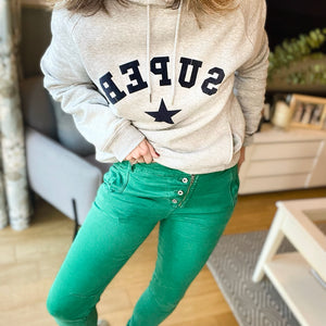 Green Stretchy Fitted Jeans