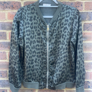 Khaki Leopard Silky Bomber