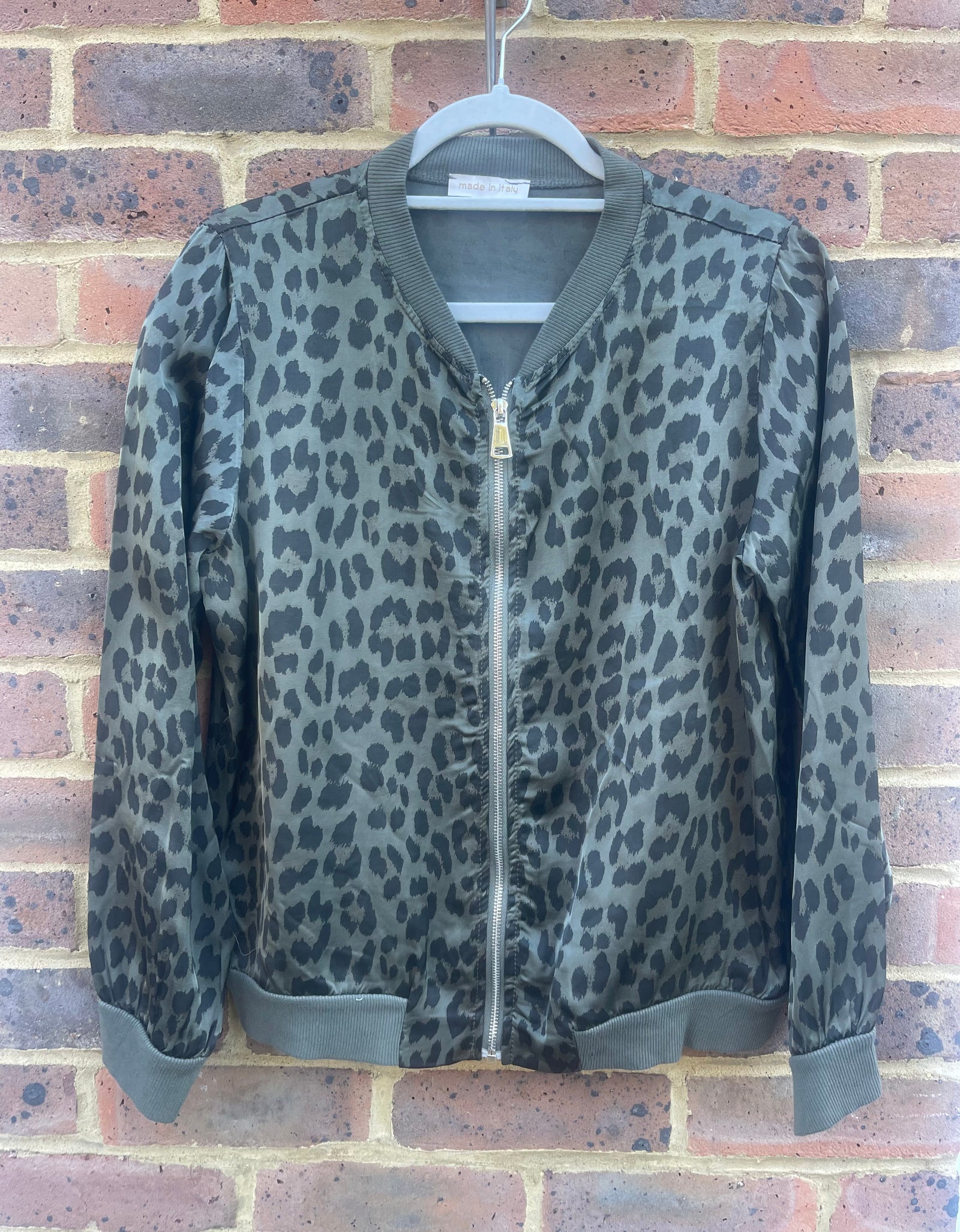 Khaki Leopard Silky Bomber