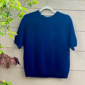 Navy Cropped Sleeve Jumper