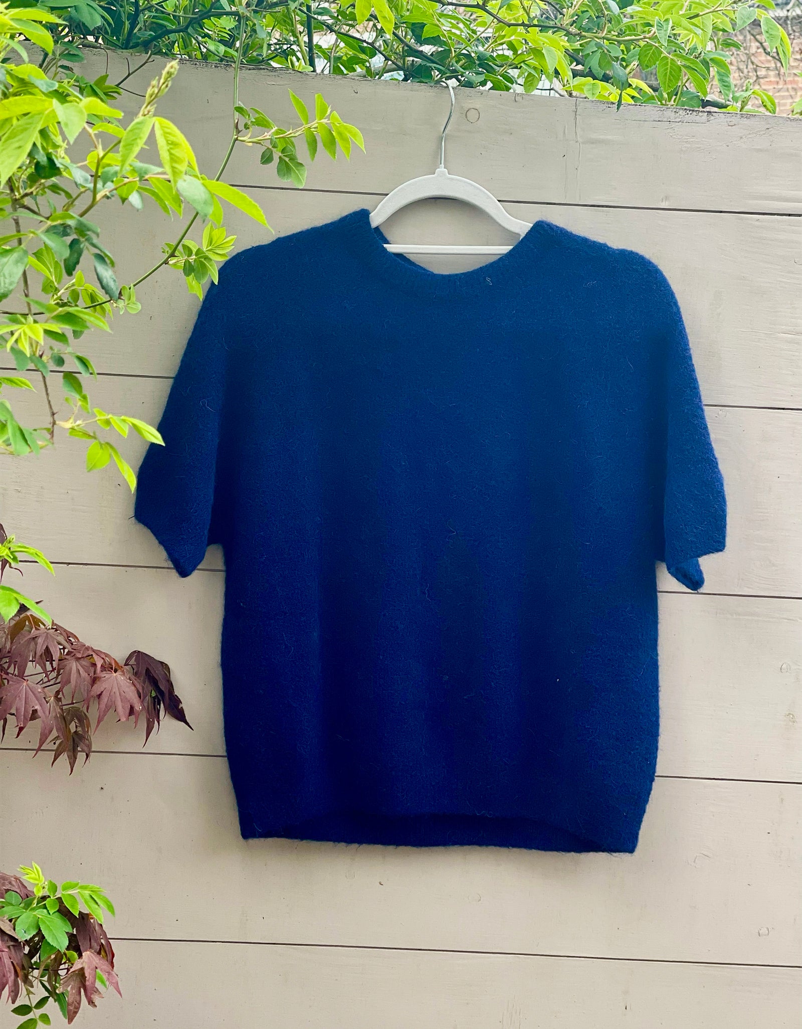Navy Cropped Sleeve Jumper