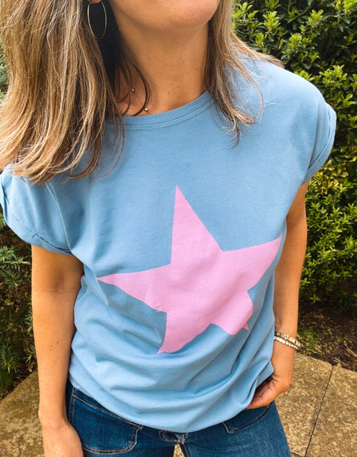 Load image into Gallery viewer, Star T-shirt blue
