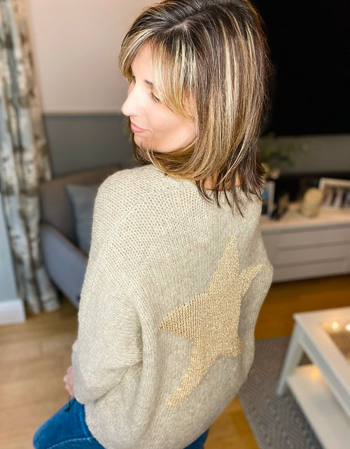 Load image into Gallery viewer, Beige Gold Star Jumper
