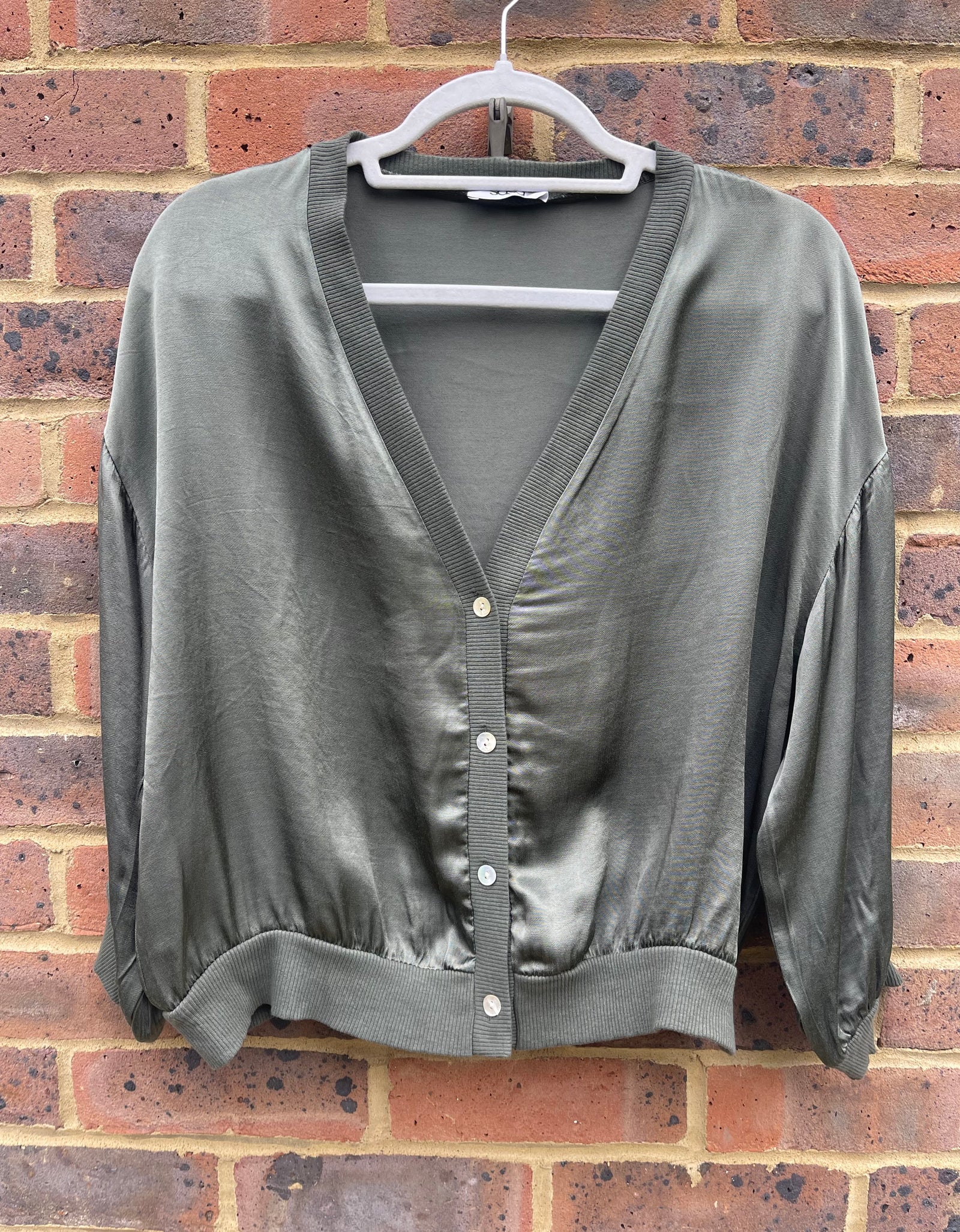 Khaki Silky Cardi Top