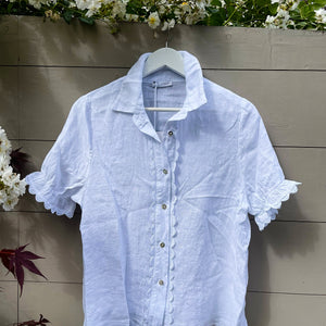 White Cropped Sleeve Shirt