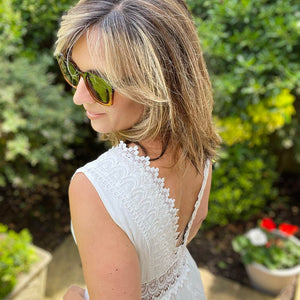 White V neck detailed dress