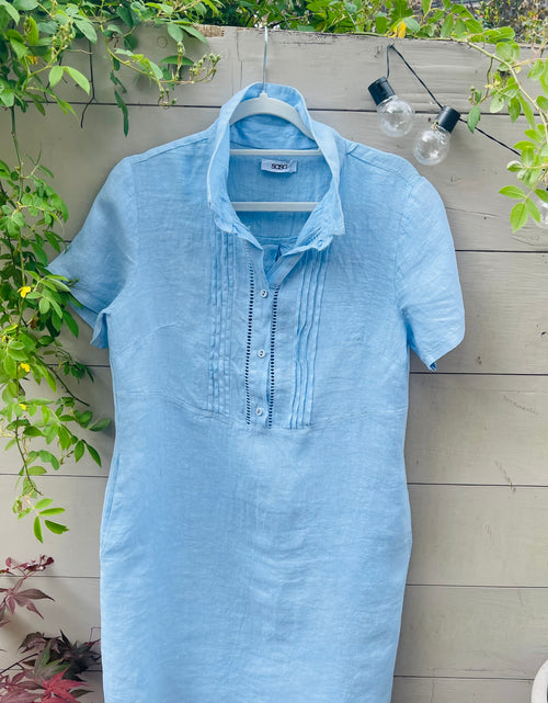 Load image into Gallery viewer, Linen Shirt Dress - blue
