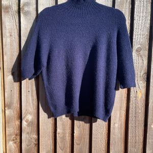 Navy Funnel Cropped Jumper