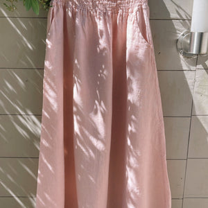 Linen Maxi Skirt - pink