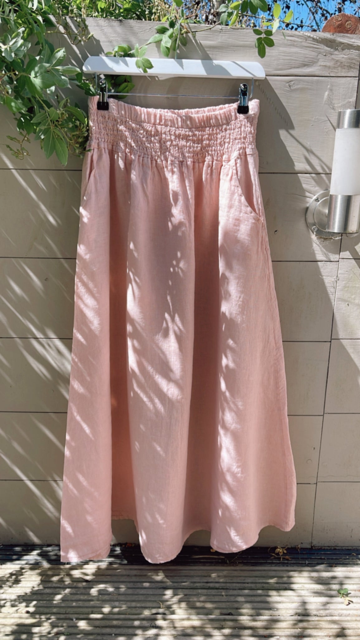 Linen Maxi Skirt - pink