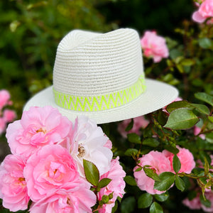 Summer Fedora with Neon Yellow Aztec Band
