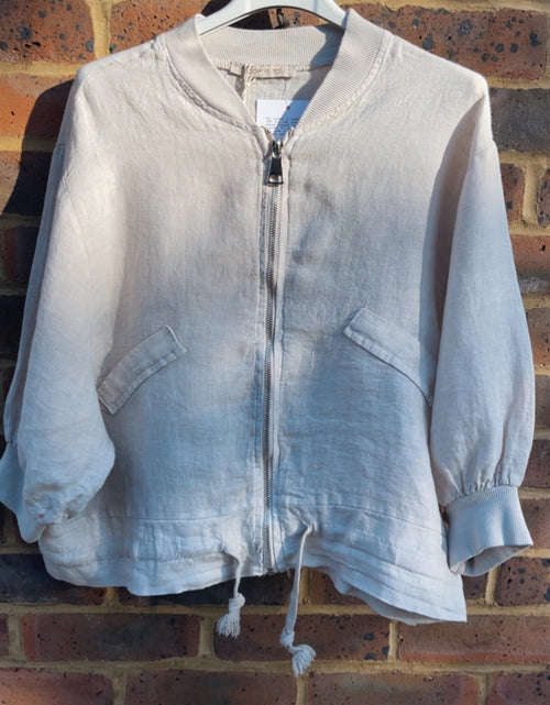 Load image into Gallery viewer, Linen Bomber Jacket - stone
