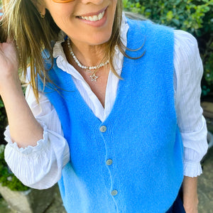 Cornflower Blue Buttoned Tank-Top