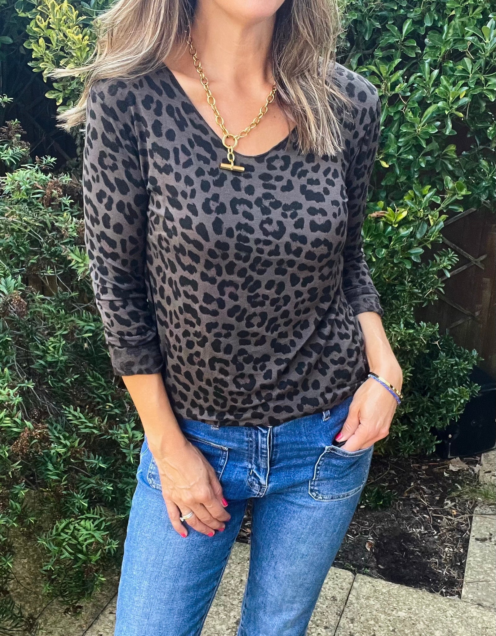 Leopard Top - dark brown