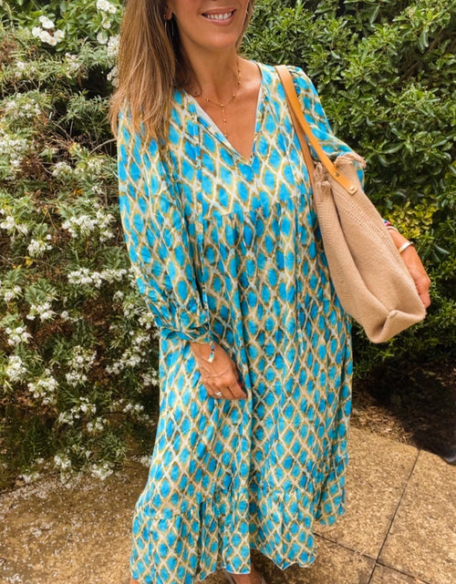 Load image into Gallery viewer, Indigo Dress - blue &amp; yellow
