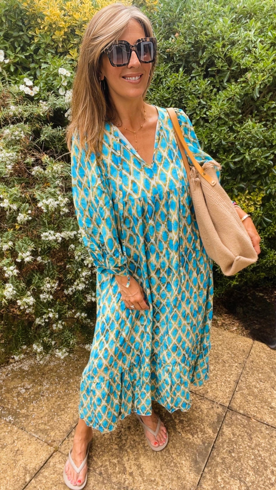 Indigo Dress - blue & yellow