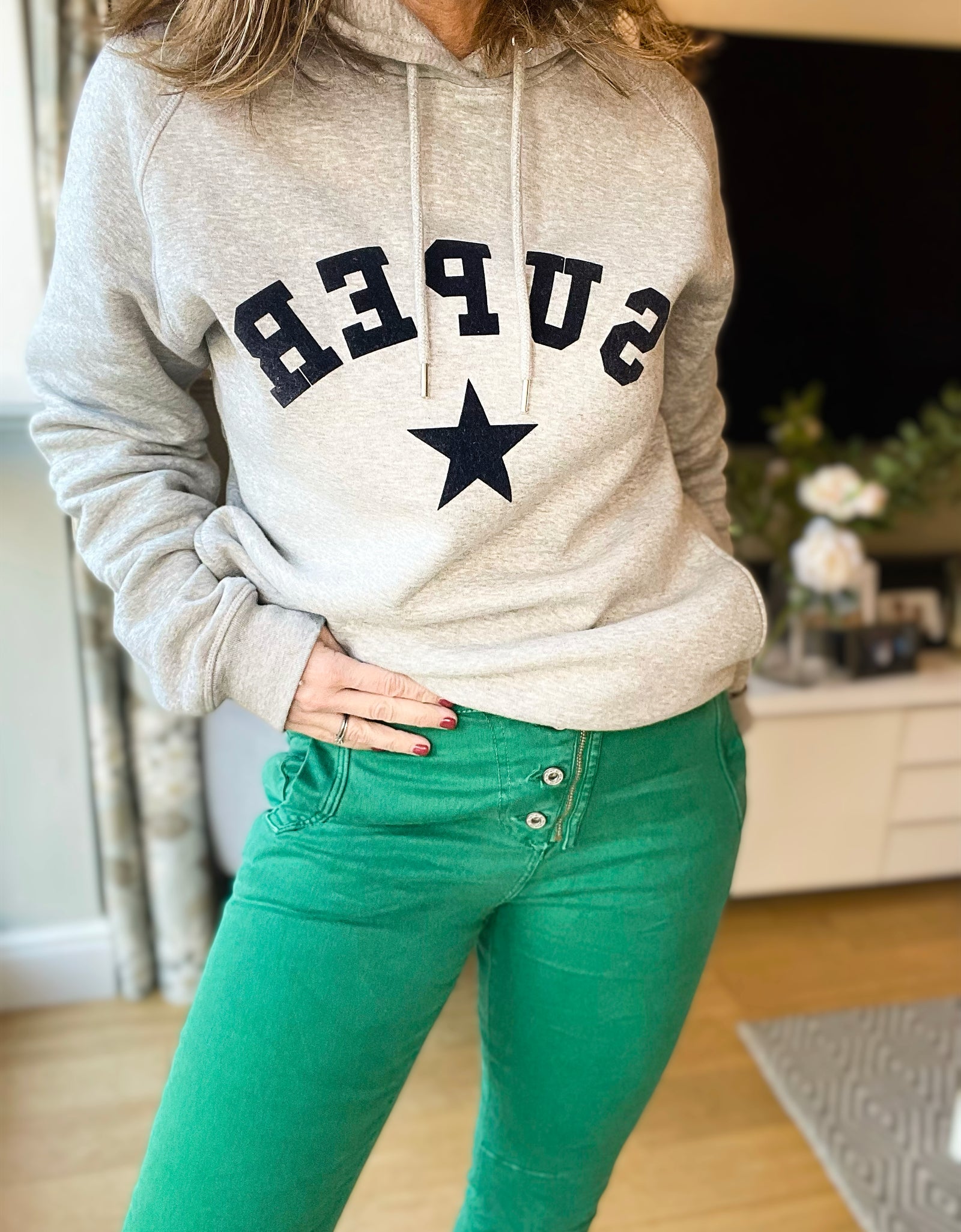 Green Stretchy Fitted Jeans