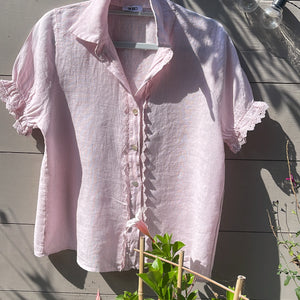 Baby Pink Cropped Sleeve Blouse