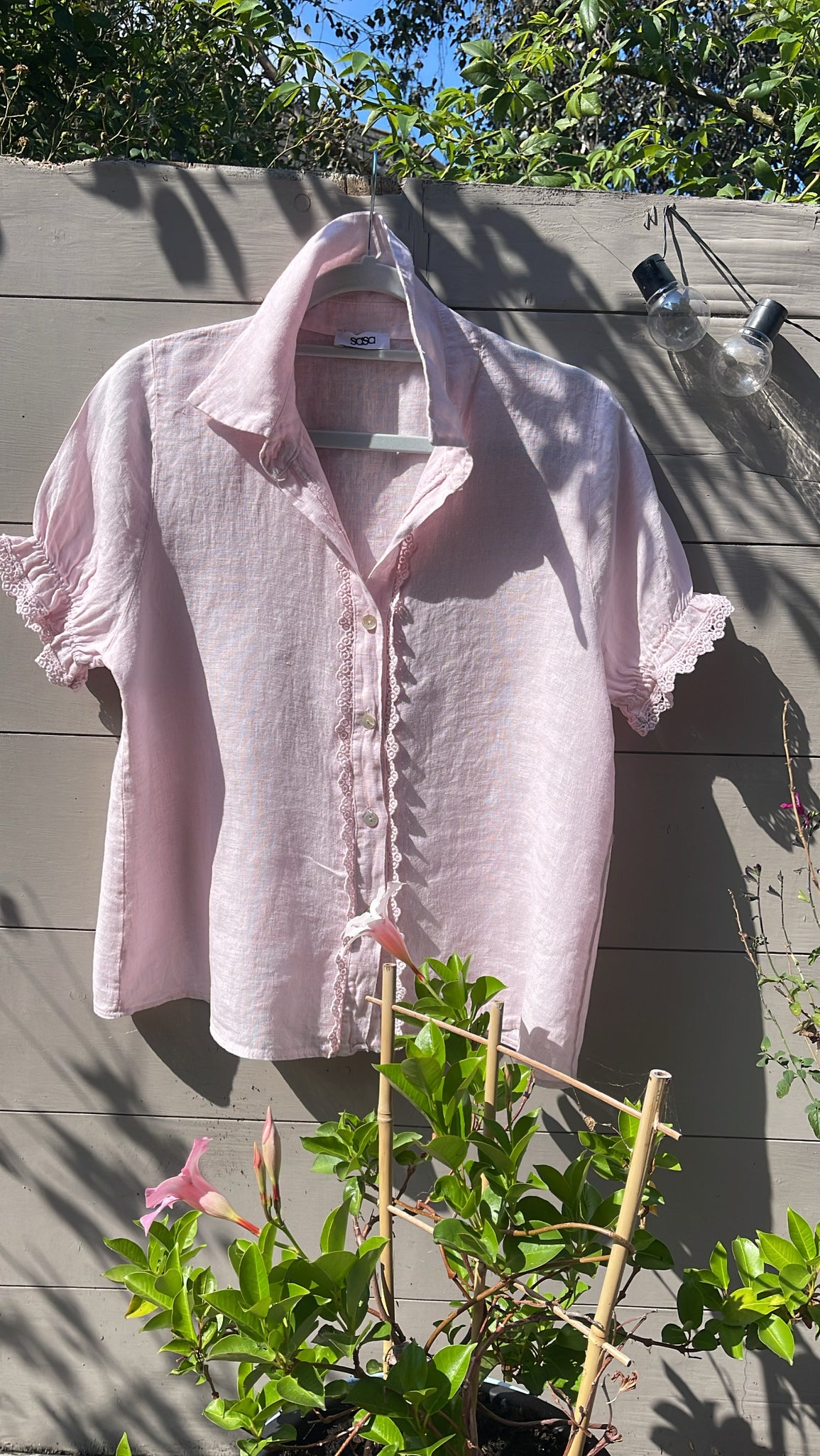 Baby Pink Cropped Sleeve Blouse