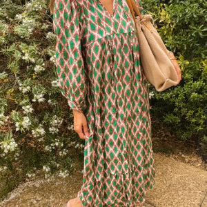 Indigo Dress - green & pink