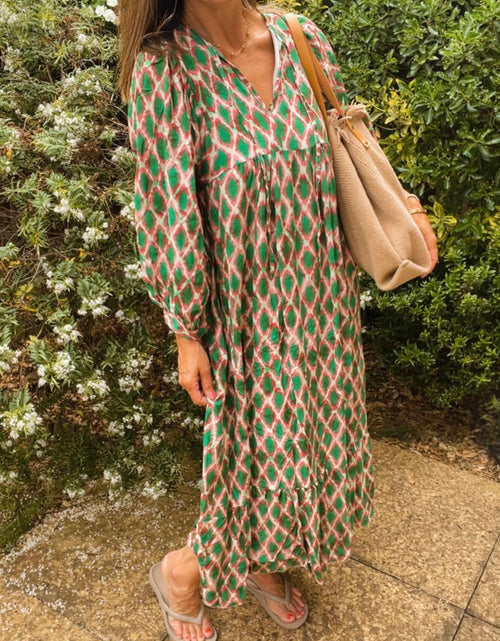 Load image into Gallery viewer, Indigo Dress - green &amp; pink
