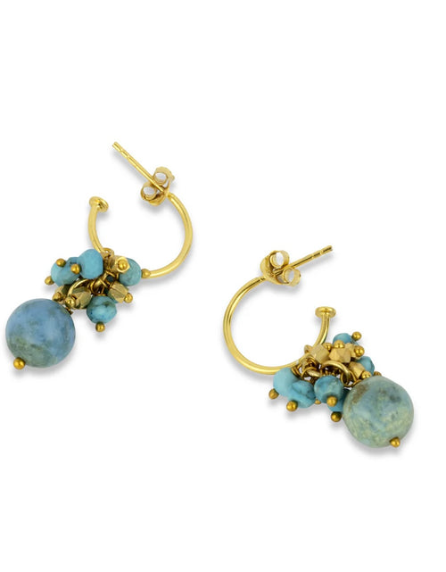 Load image into Gallery viewer, Hollie Turquoise Hoop Earrings
