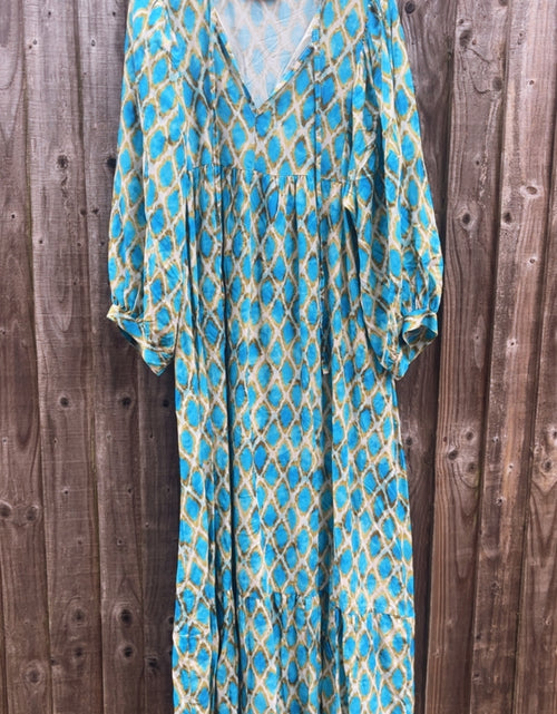 Load image into Gallery viewer, Indigo Dress - blue &amp; yellow
