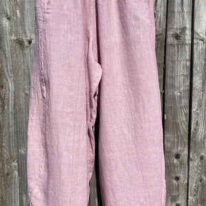 Dusty Pink Linen Barrel Trousers
