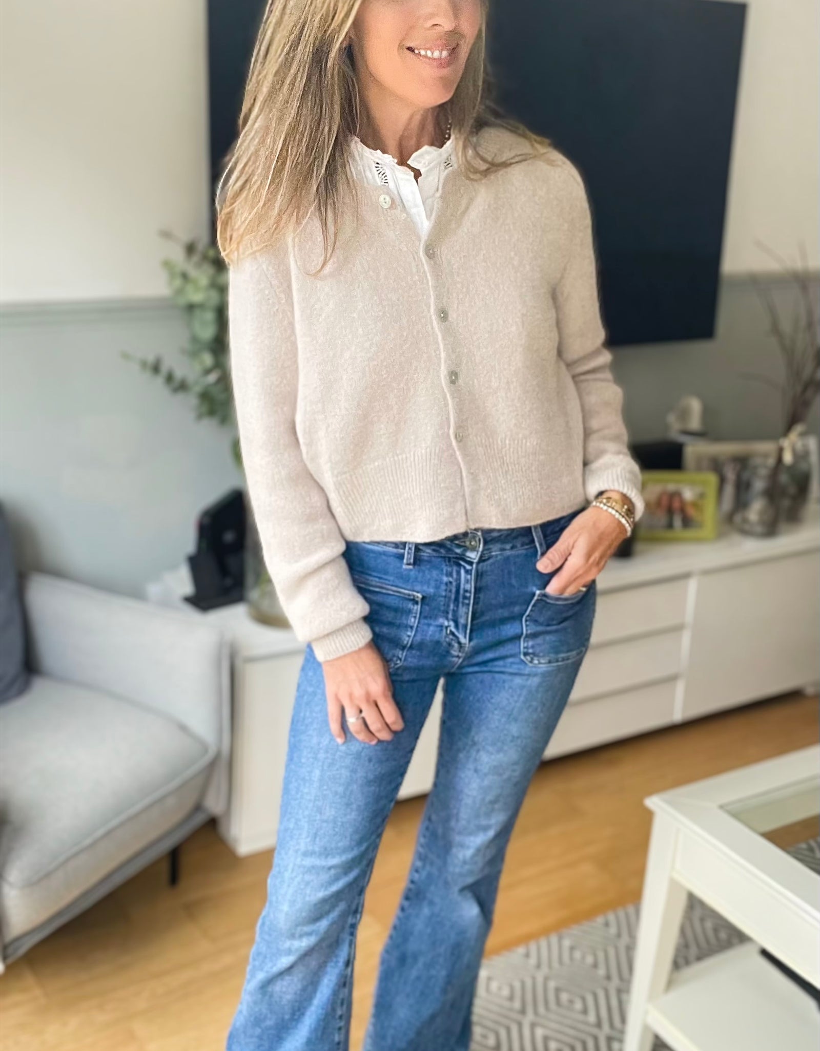 Cropped Cardi - oatmeal