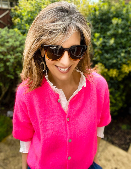 Load image into Gallery viewer, Hot Pink Cropped Cardi
