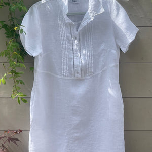 Linen Shirt Dress - white