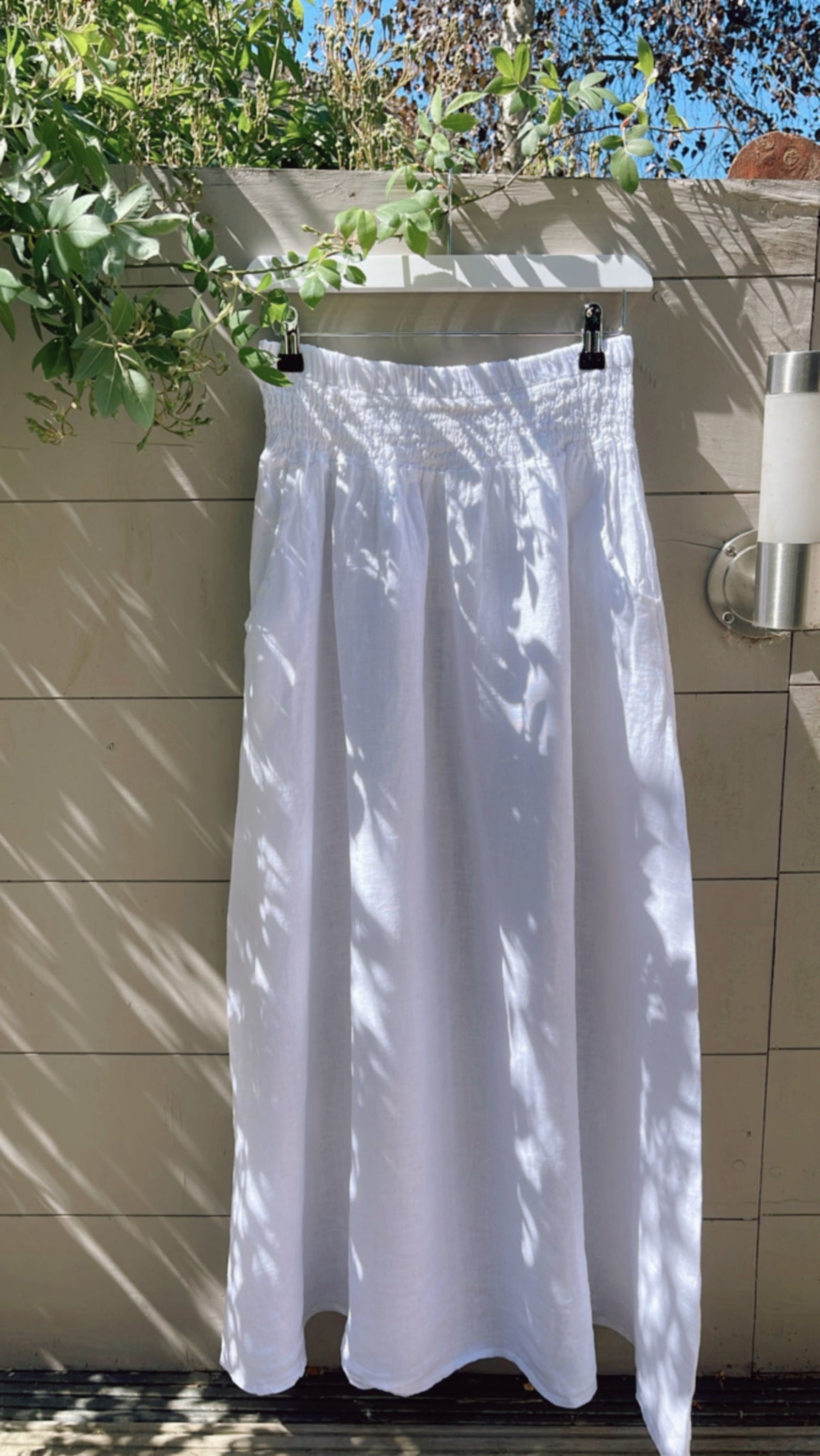 Linen Maxi Skirt - white
