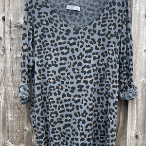 Leopard Print Top - charcoal
