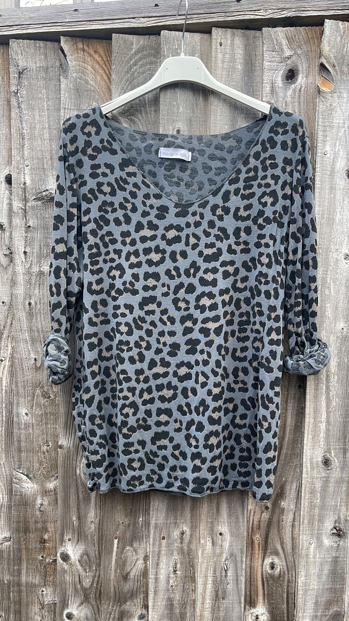Leopard Print Top - charcoal