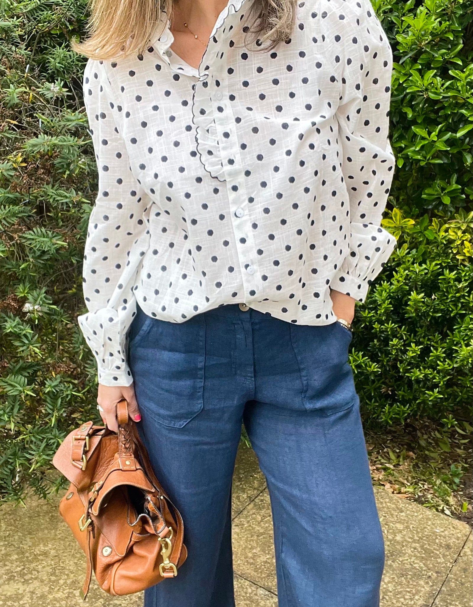 Polka Dot Ruffle Shirt