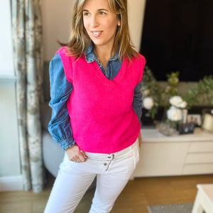 Hot pink V-Neck Tank-Top