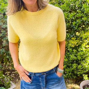 Yellow Cropped Sleeve Jumper