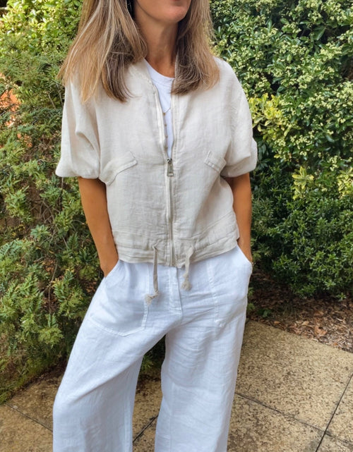 Load image into Gallery viewer, Linen Bomber Jacket - stone
